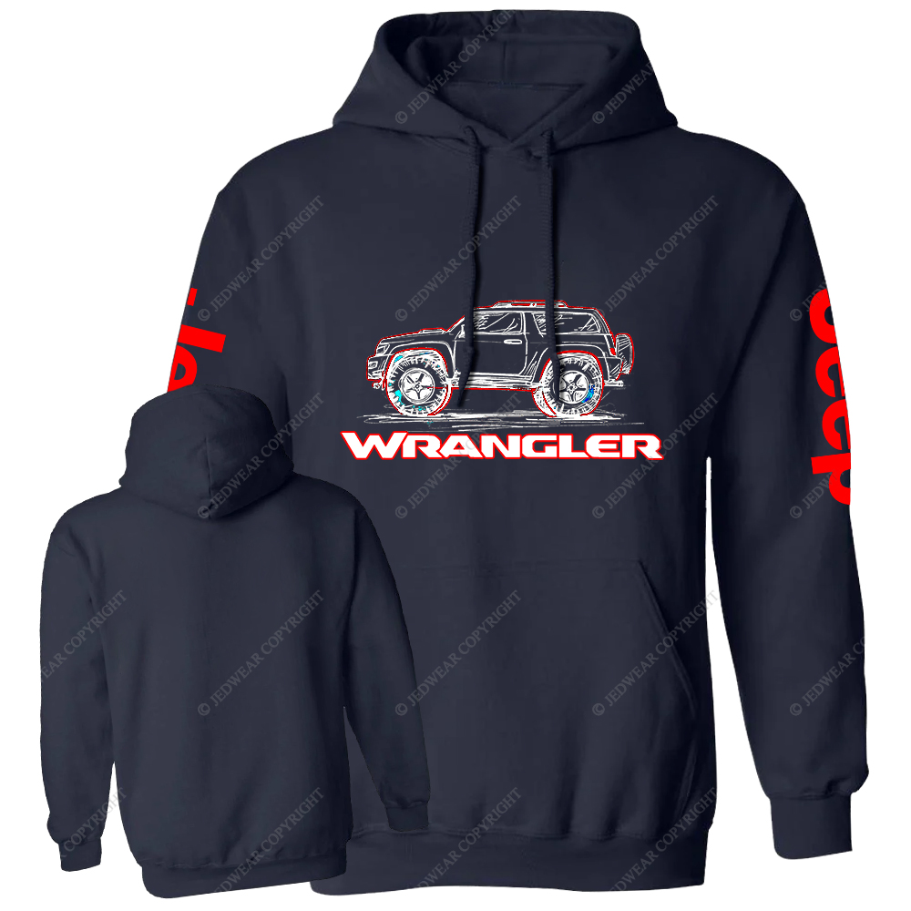 Red Hand-Painted Off-Road Car Country Jp Casual Hoodie