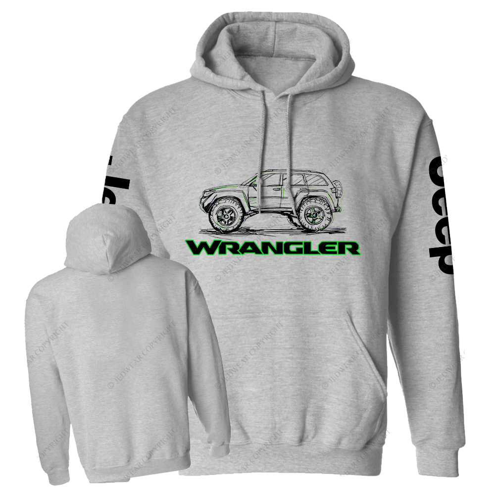 Green Hand-Painted Off-Road Car Country Jp Casual Hoodie