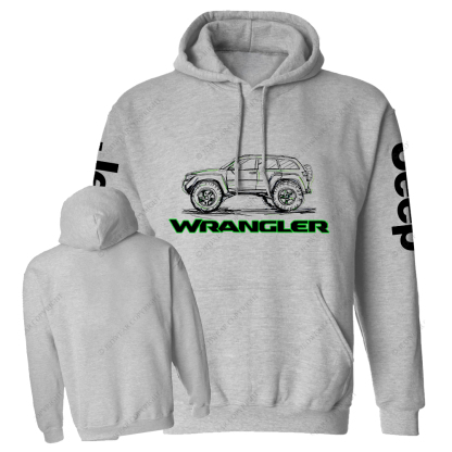 Green Hand-Painted Off-Road Car Country Jp Casual Hoodie