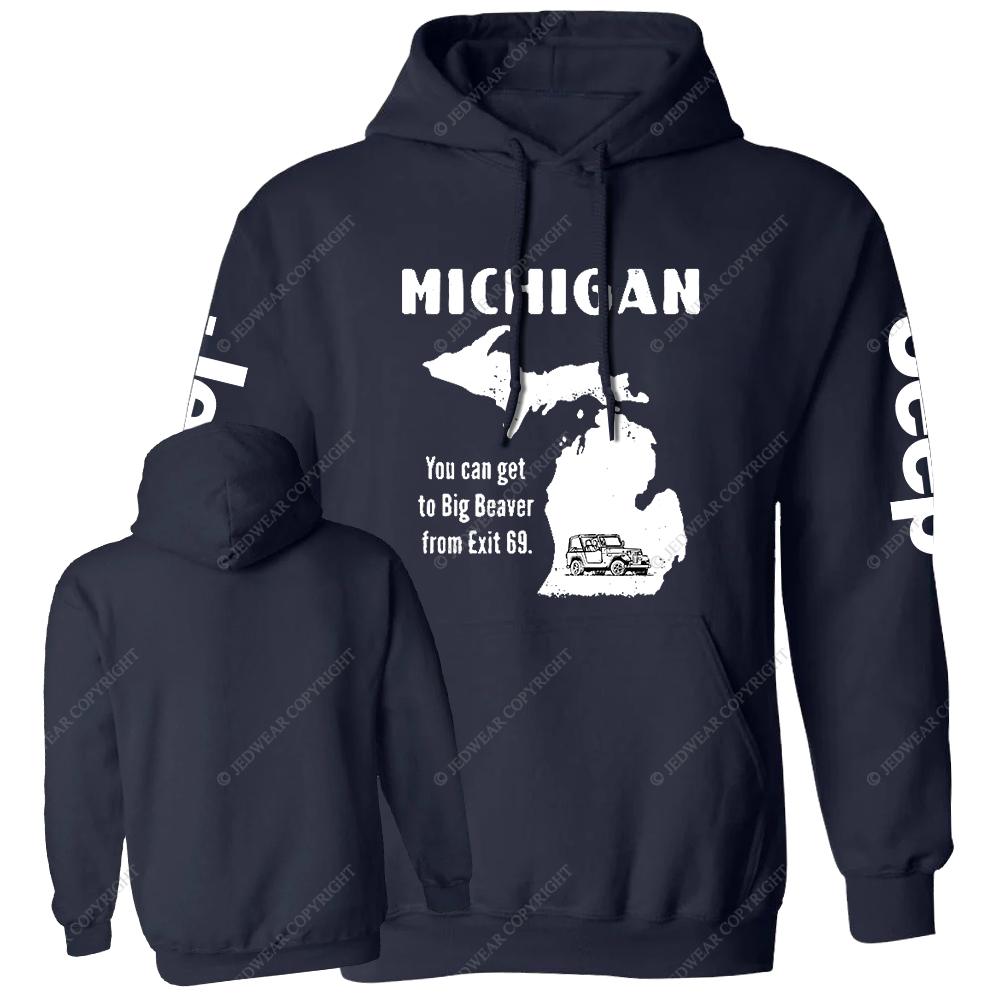 Michigan You Can Get To Big Beaver From Exit 69 Map Of America Jp Casual Hoodie