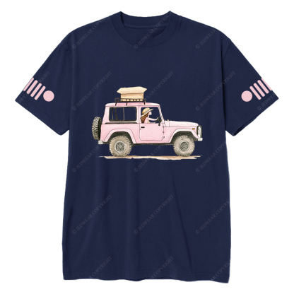 Girl In Safari Car Pink Jp T-Shirt
