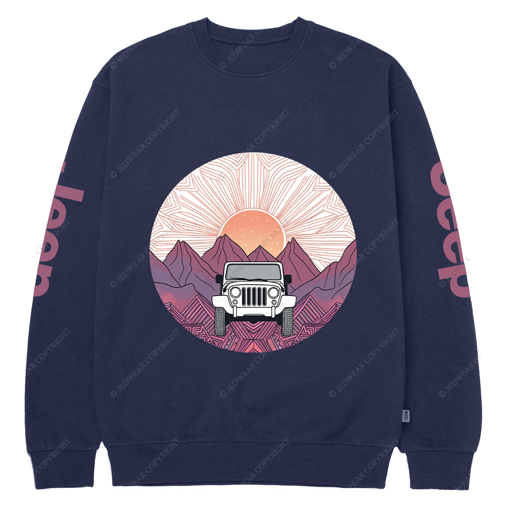 A Car Driving Through A Mountain Jp Crew Neck Sweatshirt