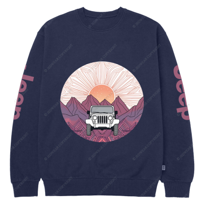 A Car Driving Through A Mountain Jp Crew Neck Sweatshirt
