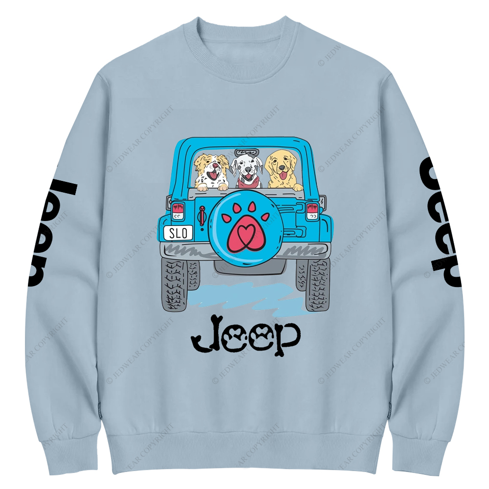 Dogs Pets Travel In Car Jp Crew Neck Sweatshirt