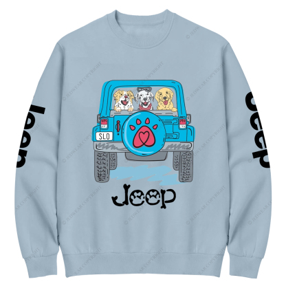 Dogs Pets Travel In Car Jp Crew Neck Sweatshirt
