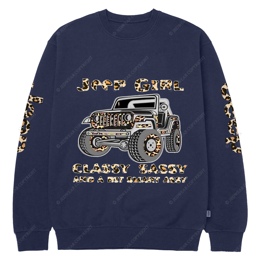 Classy Sassy And A Bit Smart Assy Leopard Print Jp Crew Neck Sweatshirt