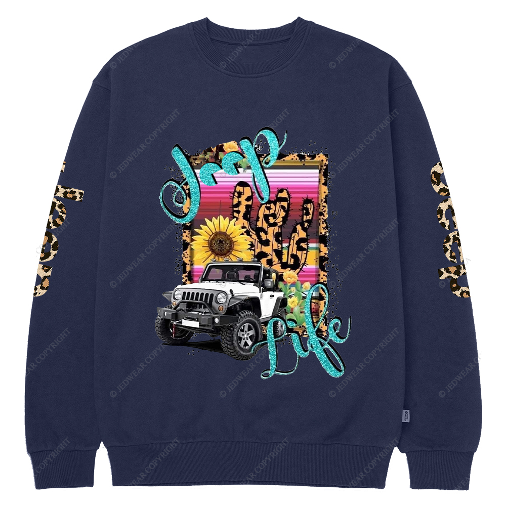  Car Life Cactus Sublimation Transfer Leopard Print Jp Crew Neck Sweatshirt