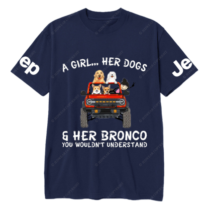 A Girl Her Dogs And Her Bronco Dog Jp T-Shirt