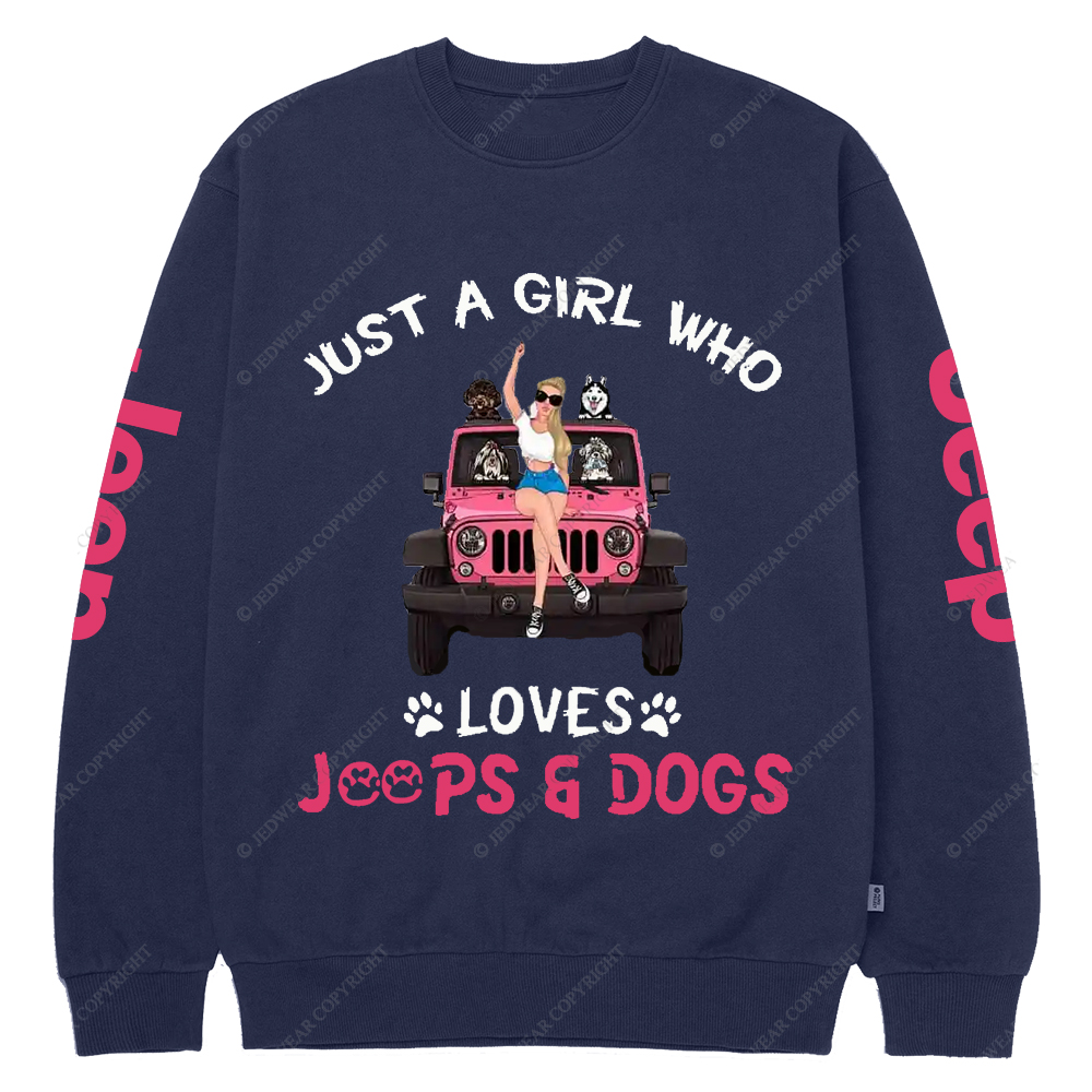 Just A Girl Who Loves Car And Dogs Jp Crew Neck Sweatshirt
