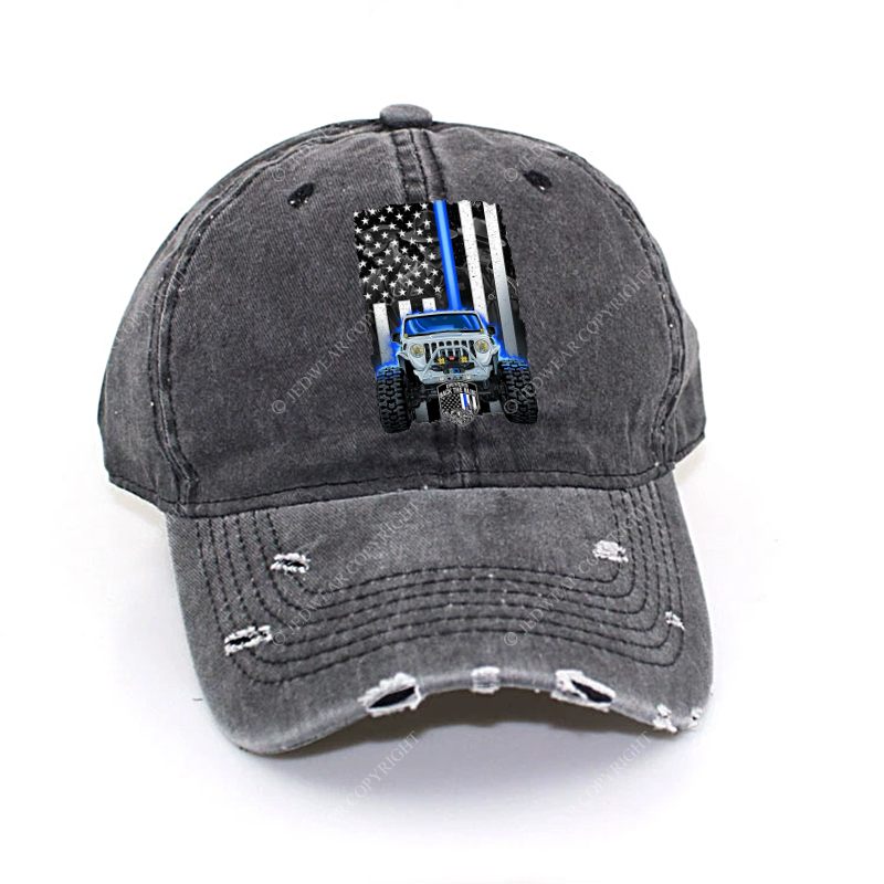 Drivers Back The Blue American Flag Policeman Police Car Badge Jp Baseball Cap
