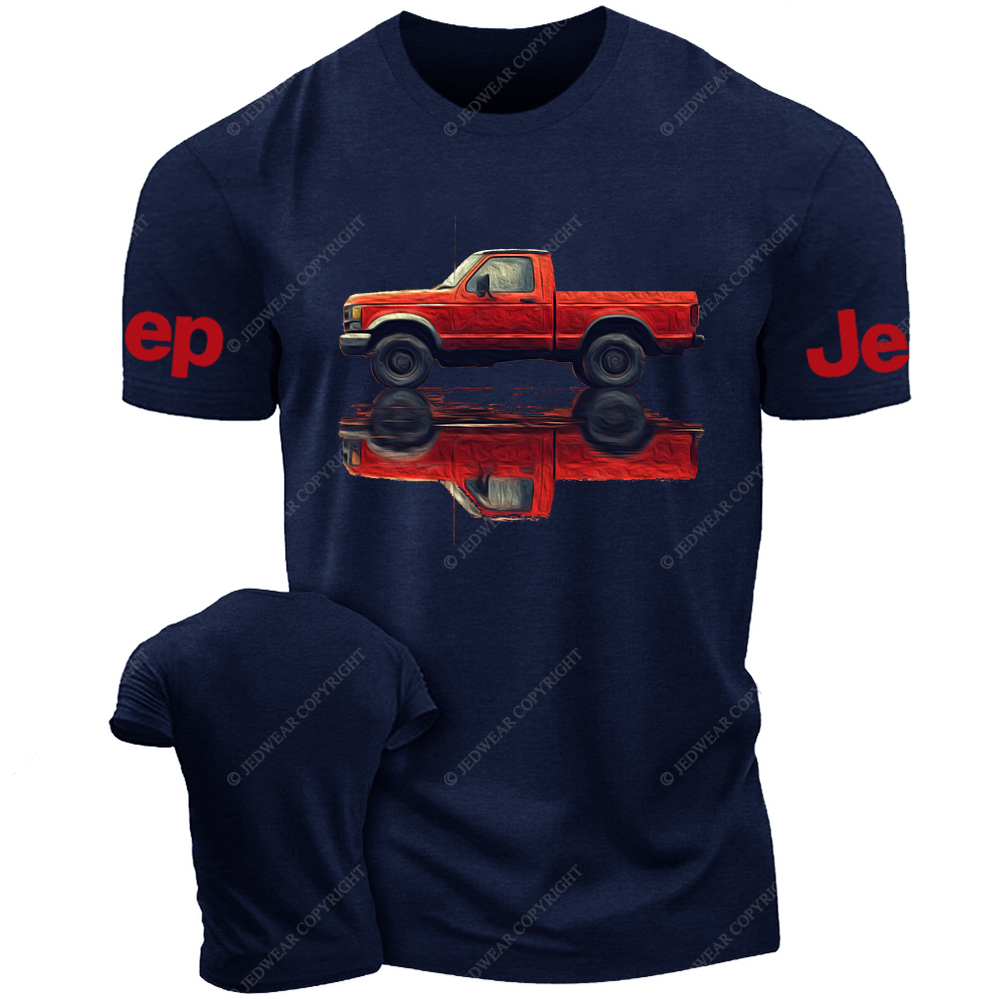 Red Off-Road Vehicle Truck Oil Painting Jp T-Shirt