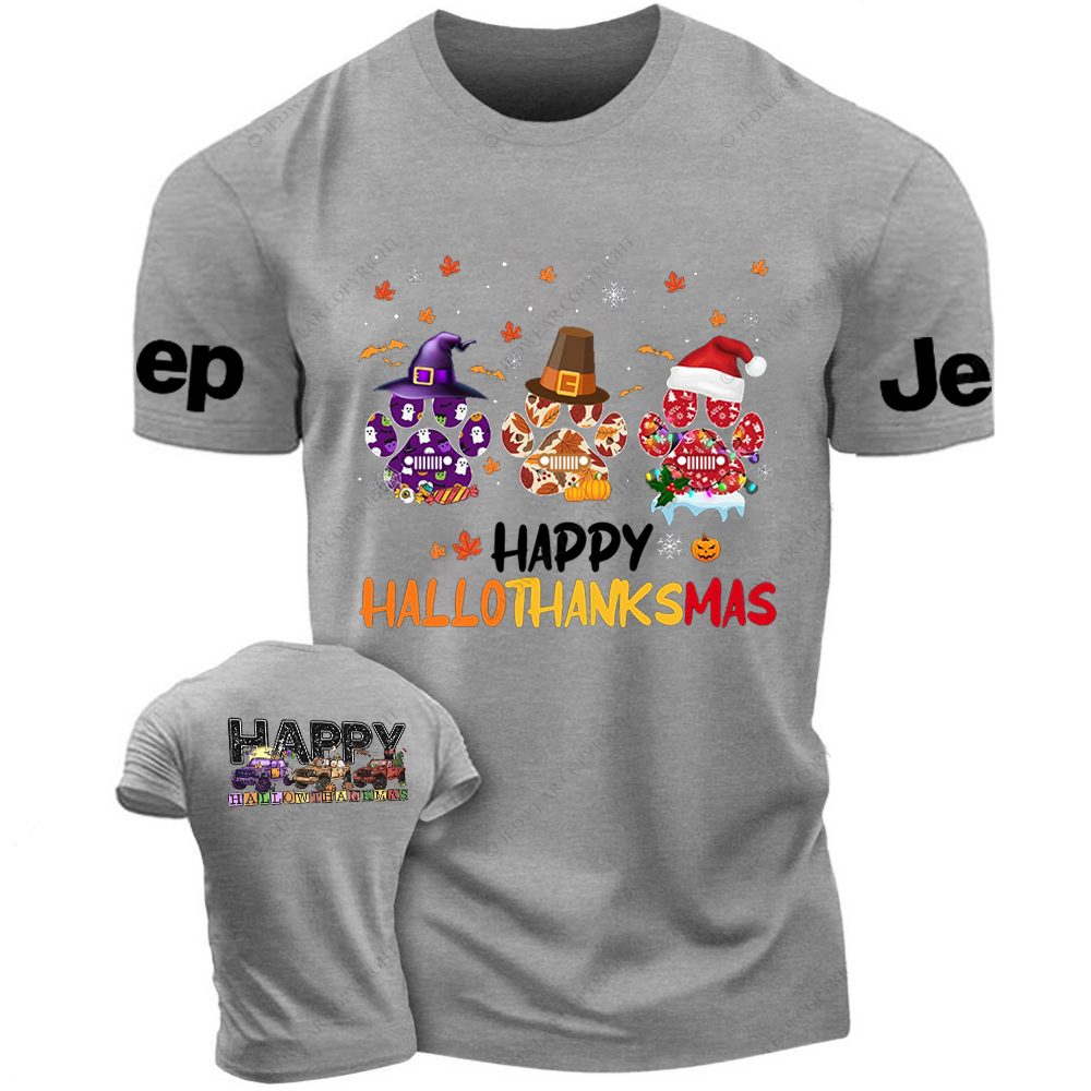 Happy HalloThanksMas Funny Halloween Thanksgiving Christmas Dog Jp T-Shirt