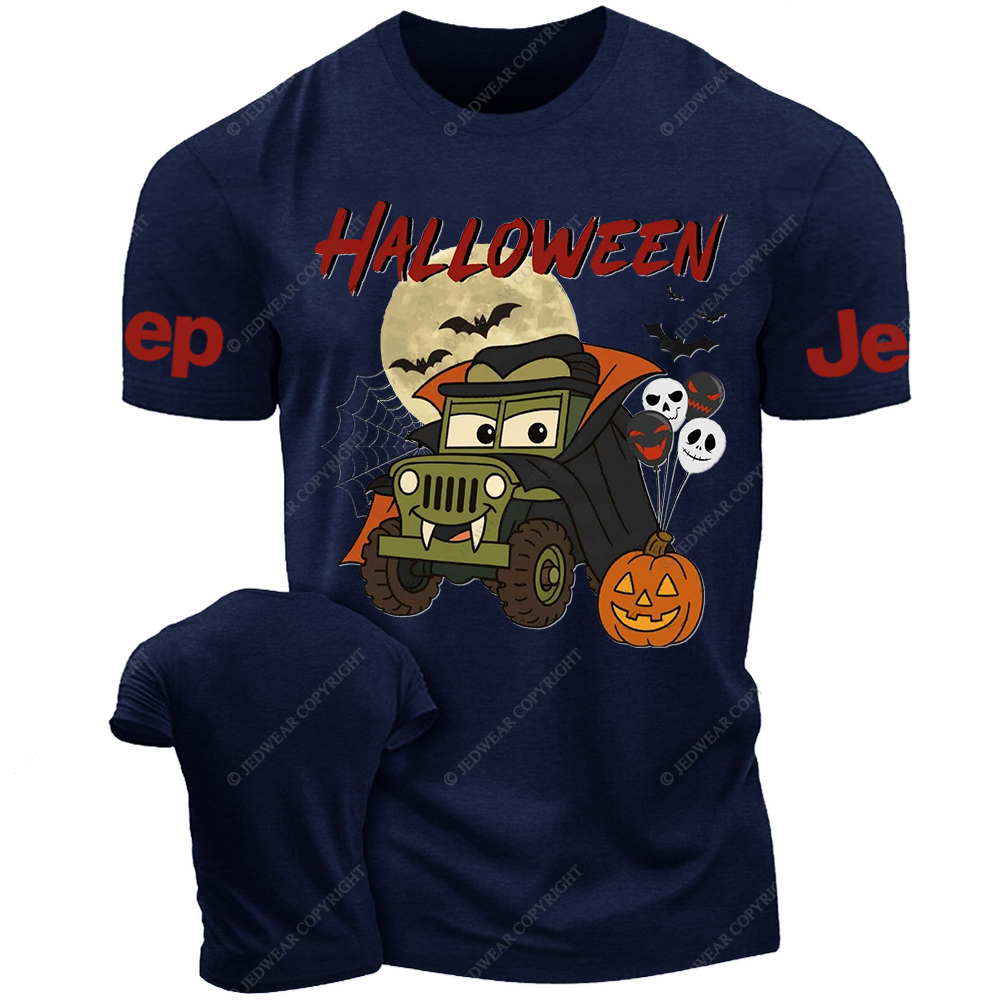 Funny Car Halloween Skull Bat Spider Web Jp T-Shirt