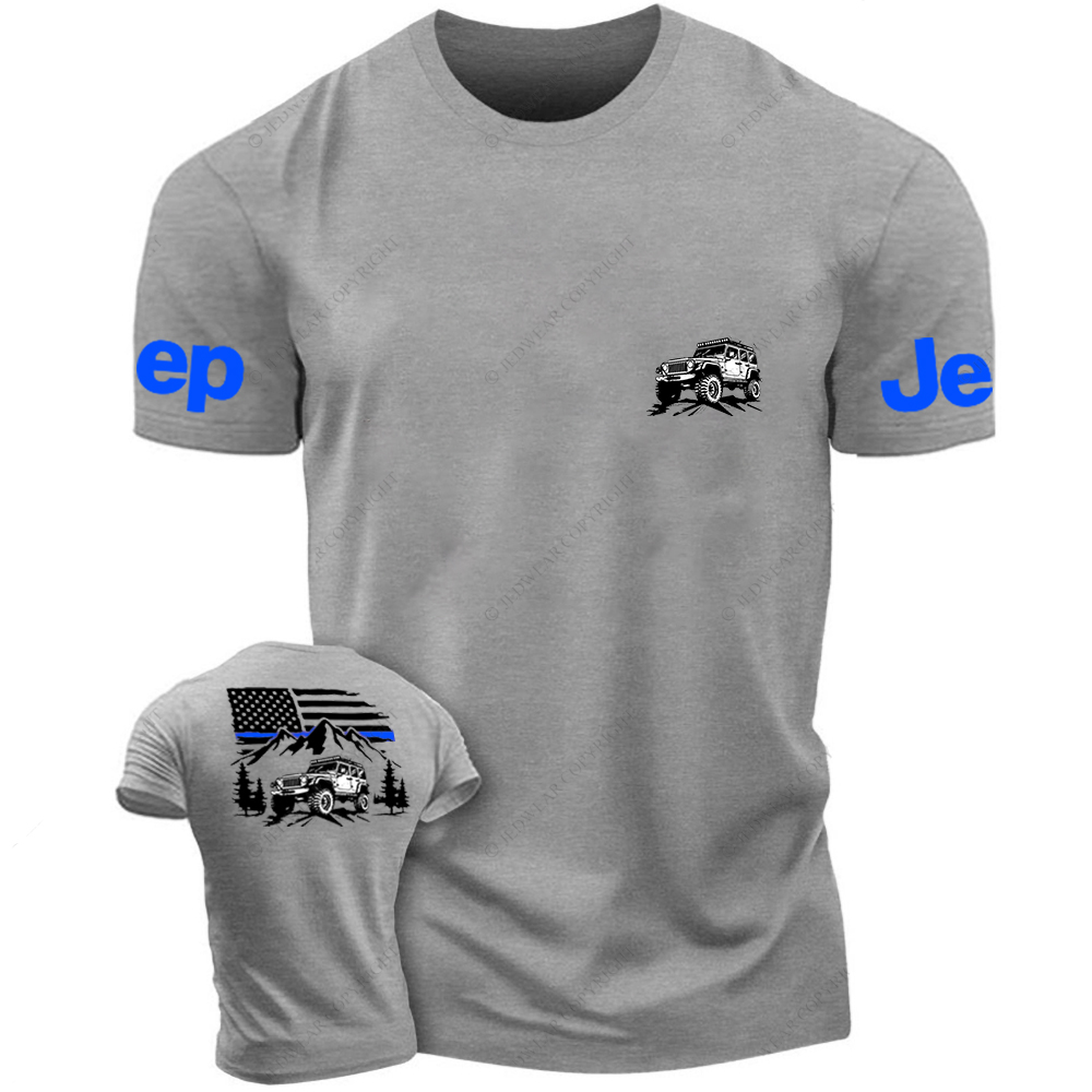 Jp Police Blue Line American Flag Mountains Silhouette Jp T-Shirt