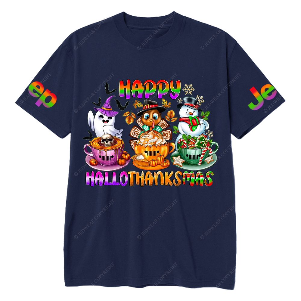 Happy Hallothanksmas Halloween Christmas Thanksgiving Jp T-Shirt