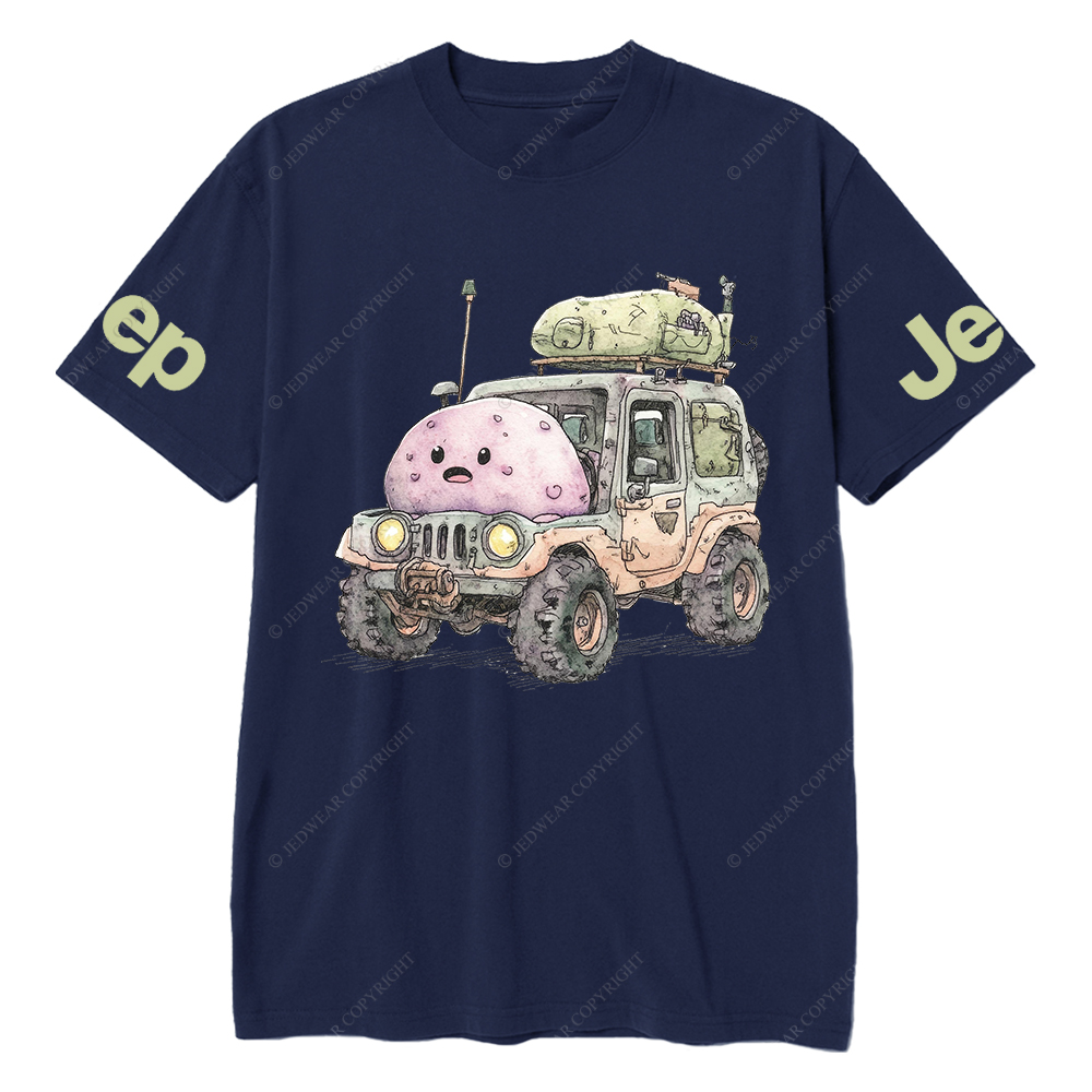 Funny Monster Truck With Luggage On Wheels Watercolor Illustration Jp T-Shirt