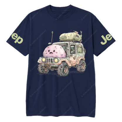 Funny Monster Truck With Luggage On Wheels Watercolor Illustration Jp T-Shirt