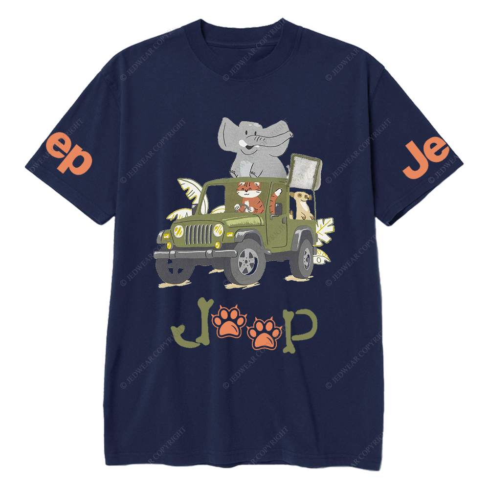 Cartoon Cat Driving A Car And Elephant Funny Jp T-Shirt