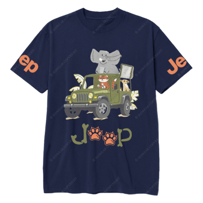 Cartoon Cat Driving A Car And Elephant Funny Jp T-Shirt