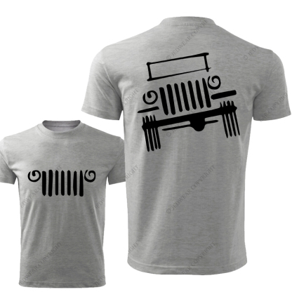 Hand-Painted Line Drawing Off-Road Front And Rear Design Jp T-Shirt