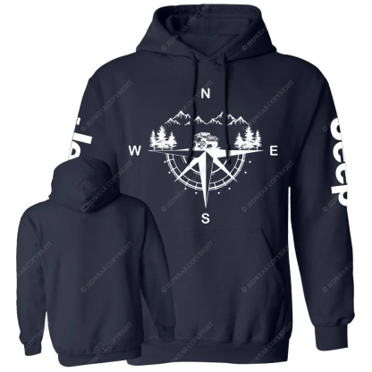 Compass Mountains And Trees Jp Casual Hoodie