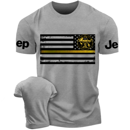 Reverse Thin Yellow Line Metal American Flag Jp T-Shirt