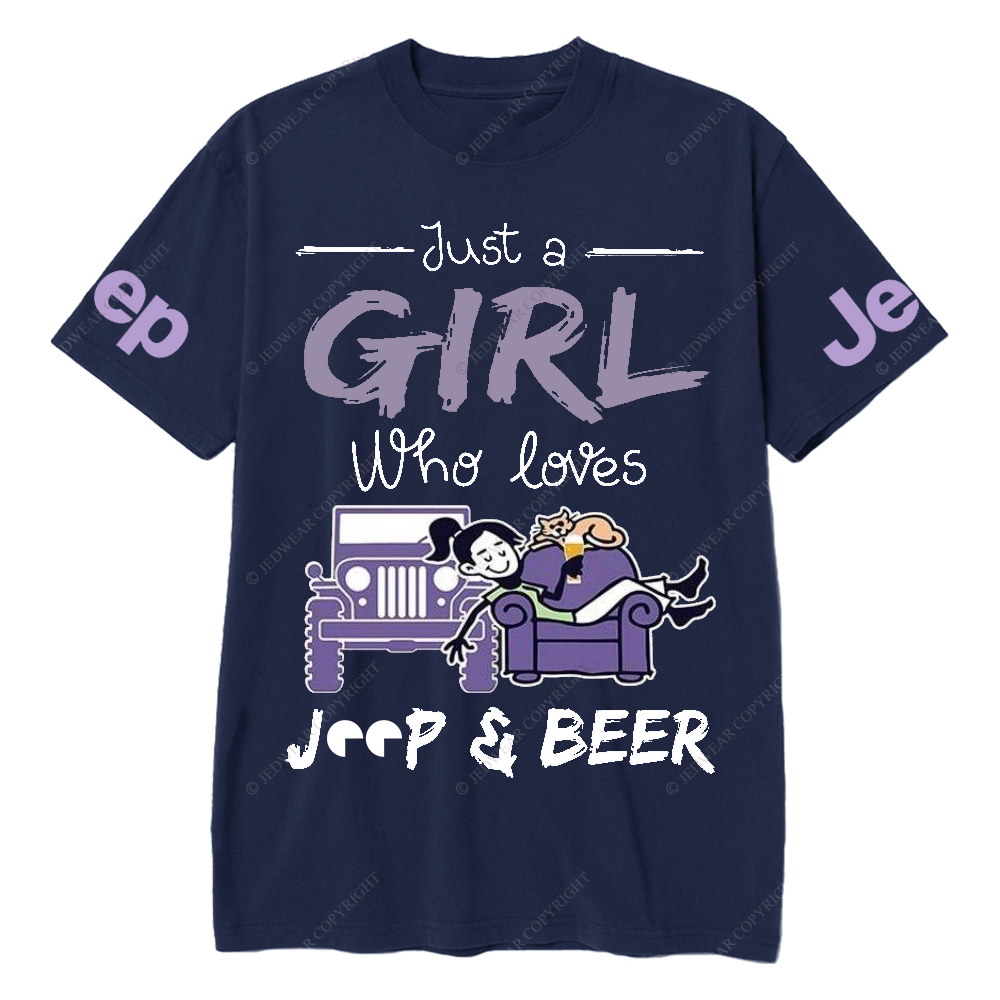 Just A Girl Who Loves Car And Beer Jp T-Shirt