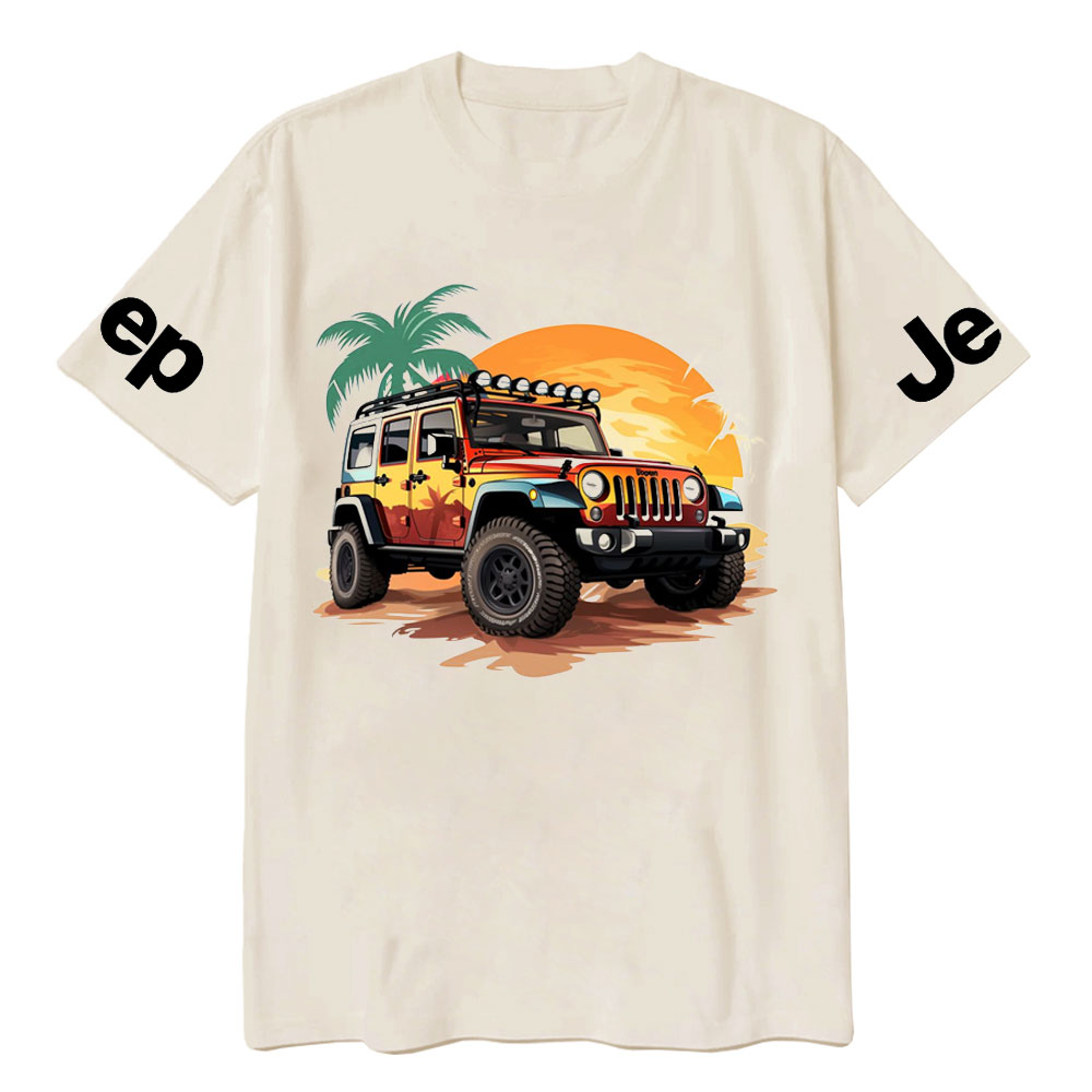 Palm Tree Sunset Maple Leaf Jp and Beach T-Shirt