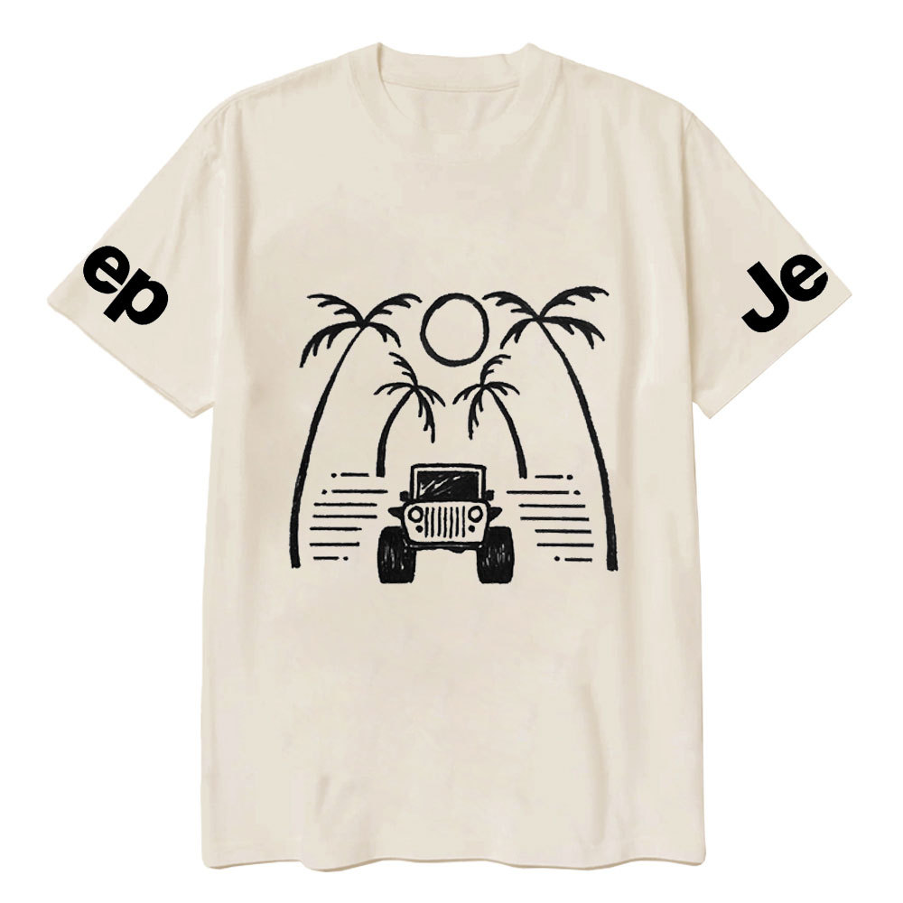 Jp Casual Palm Tree Hand-Painted Print T-shirt