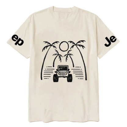 Jp Casual Palm Tree Hand-Painted Print T-shirt