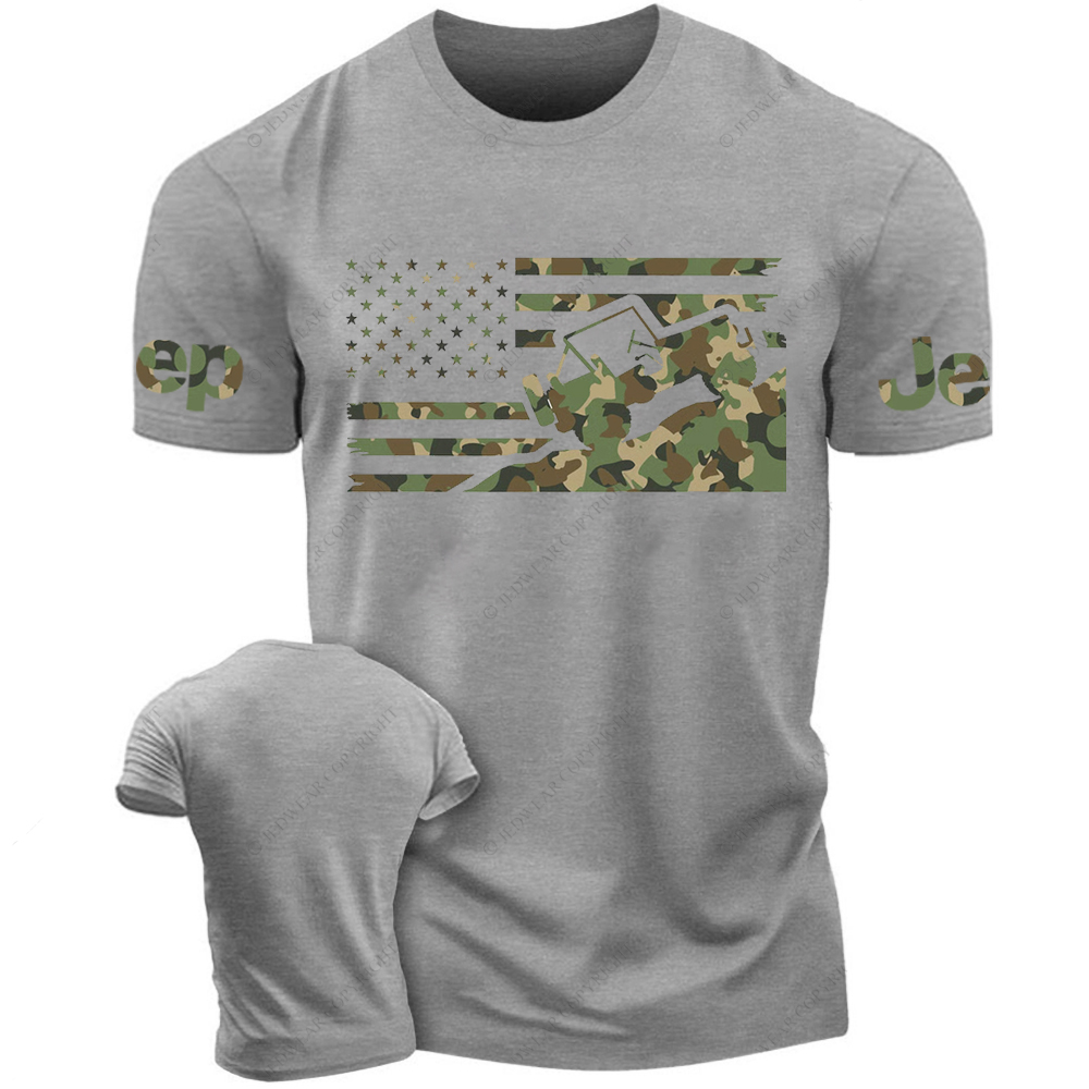 Willys  Camouflage Color American Flag Jp T-Shirt