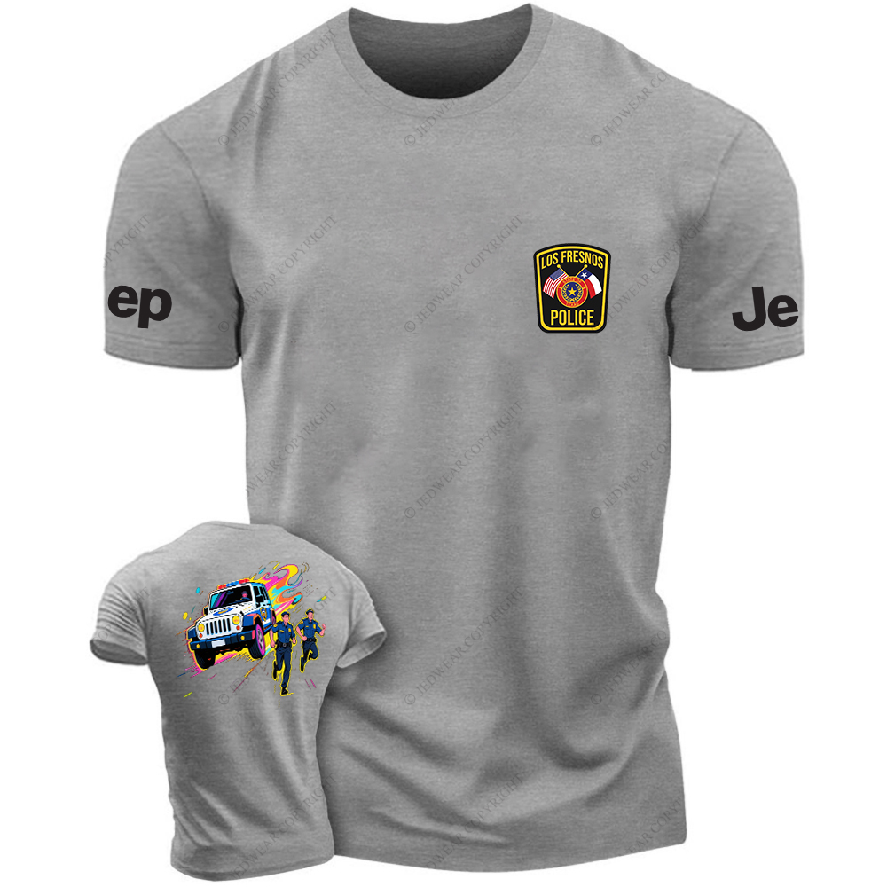 Police Car And Running Policeman JP T-Shirt