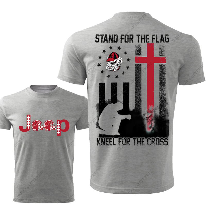 Georgia Bulldogs Stand For The Flag Kneel For The Cross Nation Religion Jp T-Shirt