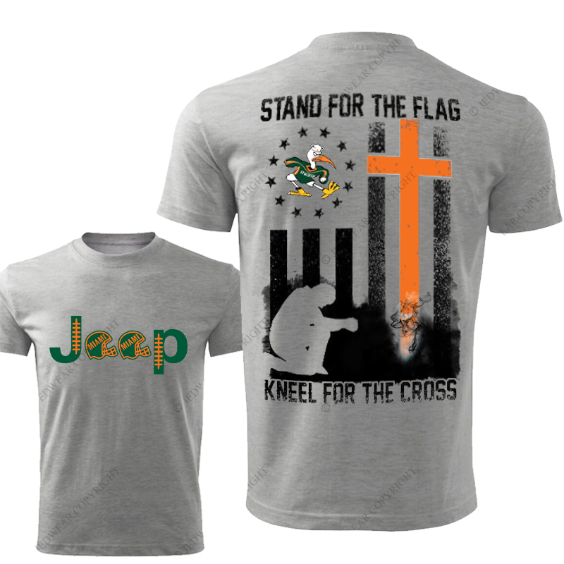 Miami Stand For The Flag Kneel For The Cross Gator Nation Religion Jp T-Shirt