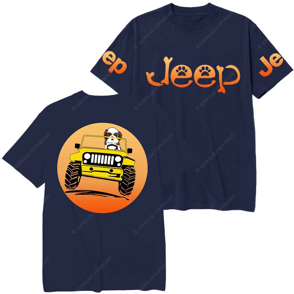 Shih Tzu Dog Driving Off-Road Sunset  Jp T-Shirt