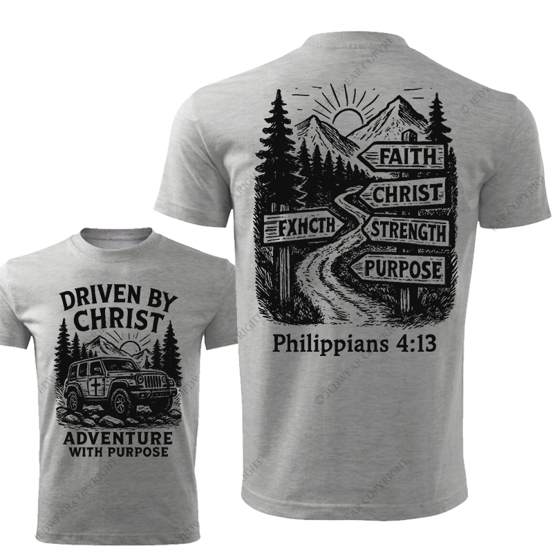 Religion Christ Adventure With Purpose And A Mountain Road With Signs Jp T-Shirt