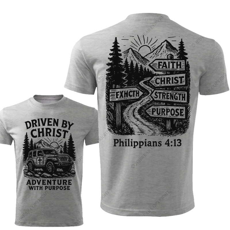 Religion Christ Adventure With Purpose And A Mountain Road With Signs Jp T-Shirt
