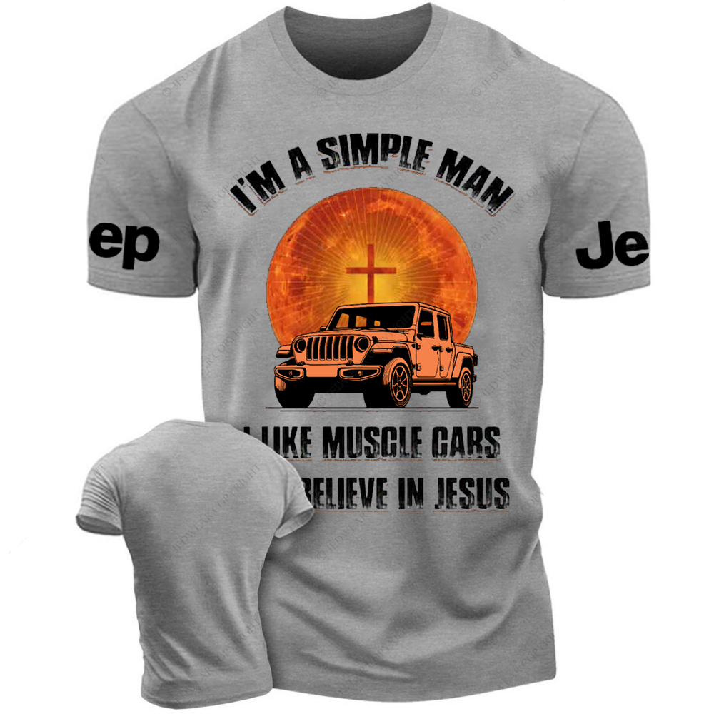 Religion I Am A Simple Man I Like Drag Racing And Believe In Jesus Jp T-Shirt
