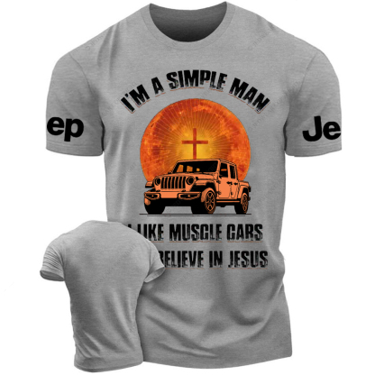 Religion I Am A Simple Man I Like Drag Racing And Believe In Jesus Jp T-Shirt