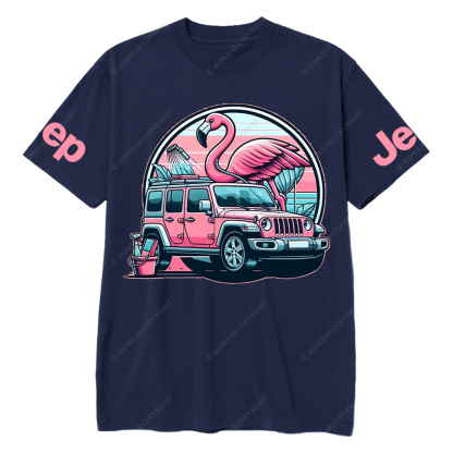 Pink Car Flamingo Jp T-Shirt