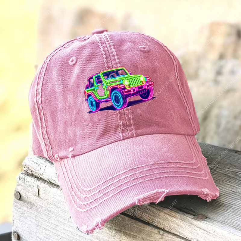 Colorful Neon Lines Off-Road CarJp Baseball Cap
