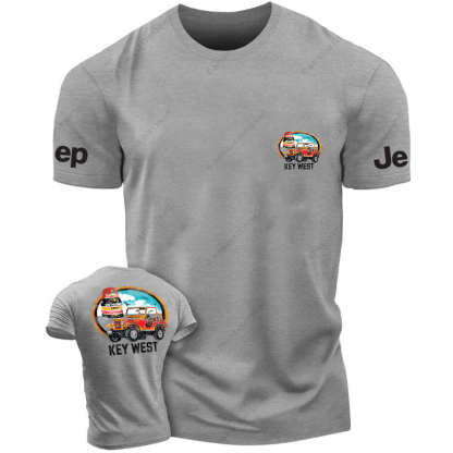 Hawaii Key West Four-wheeler On The Seaside Seagulls Blue Sky JP T-Shirt