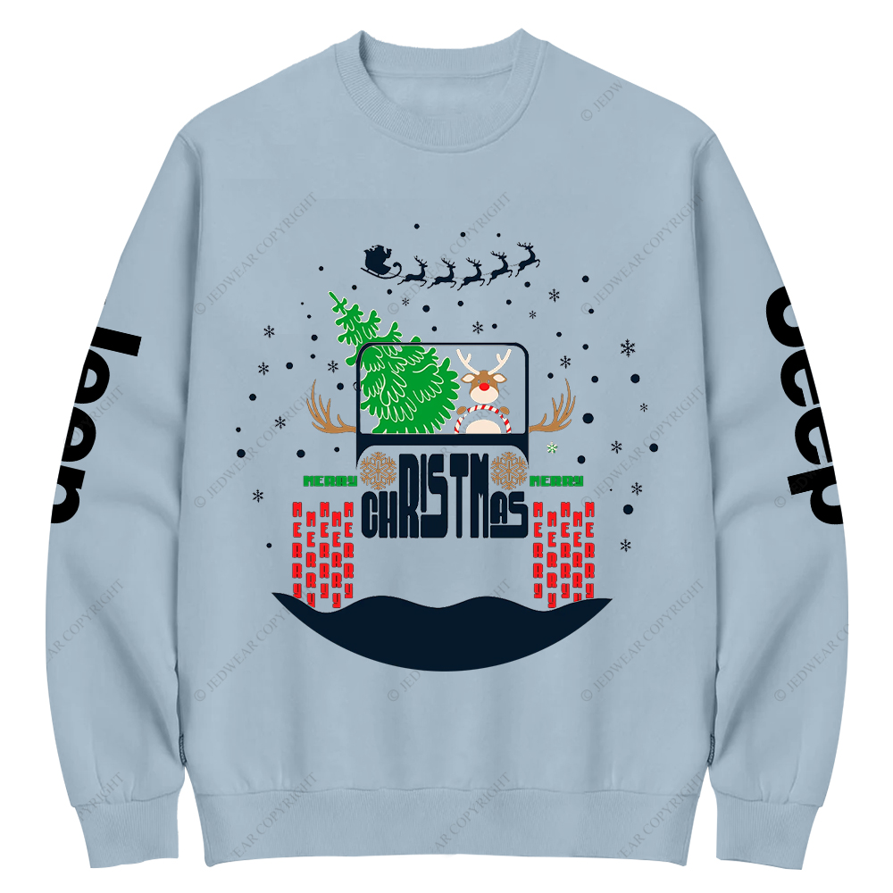 Reindeer Off Road Car Christmas Jp Crew Neck Sweatshirt