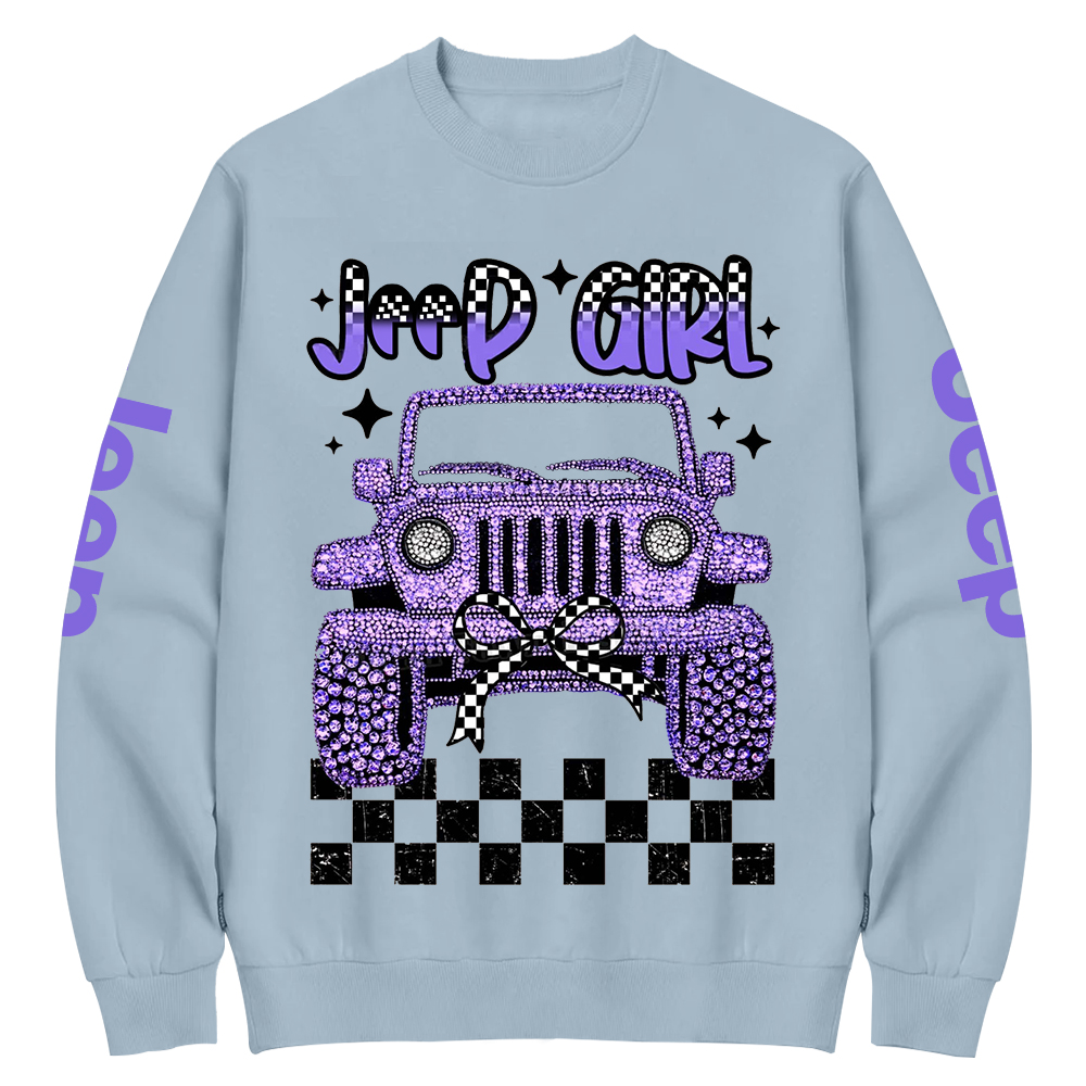 Girl Purple Car Bling Bling Jp Crew Neck Sweatshirt