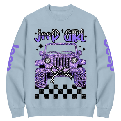 Girl Purple Car Bling Bling Jp Crew Neck Sweatshirt
