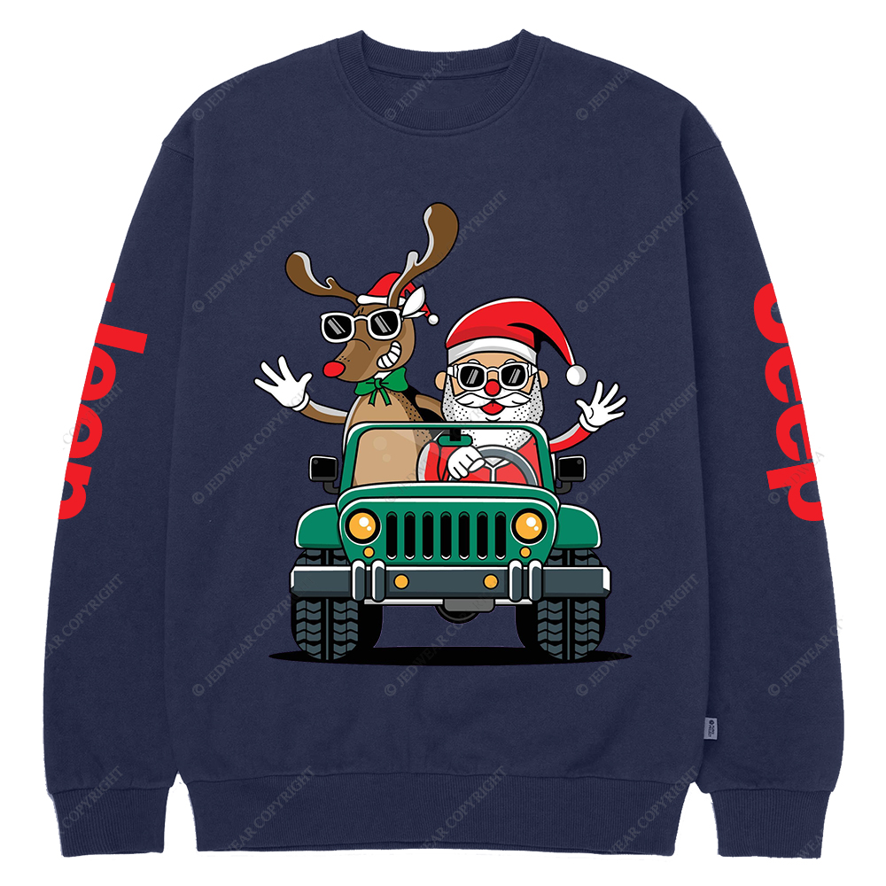 Santa And Reindeer Driving Christmas Jp Casual Hoodie