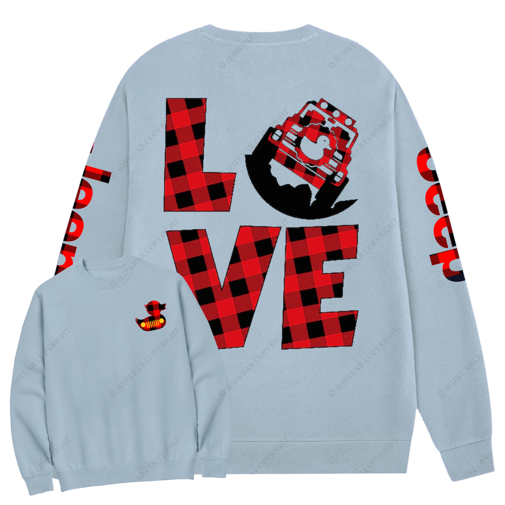 Christmas Black And Red Duck Love Car Jp Crew Neck Sweatshirt