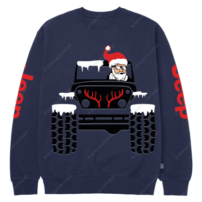 Christmas Santa Claus Driving Offroad Jp Crew Neck Sweatshirt