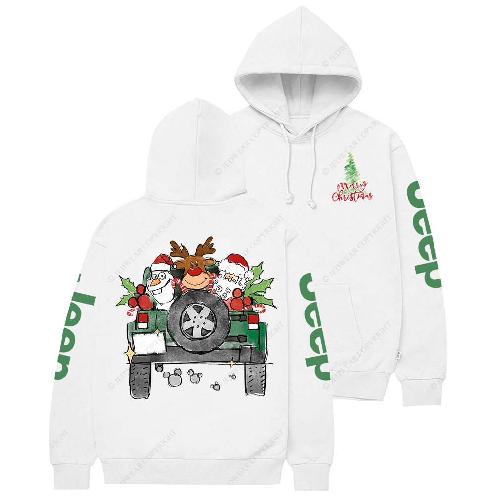 Car Merry Christmas Deer Snowman Santa Mouse Ears  Jp Casual Hoodie