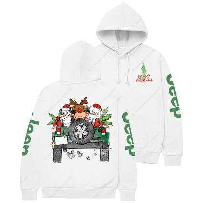Car Merry Christmas Deer Snowman Santa Mouse Ears  Jp Casual Hoodie
